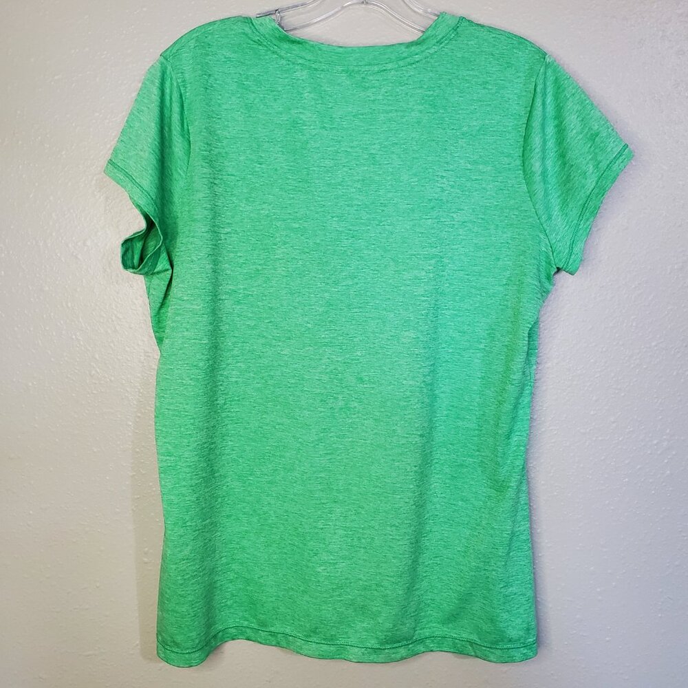 Green Xersion Short Sleeve Shirt Top Activewear V-neck Women's Size XL - Picture 2 of 5